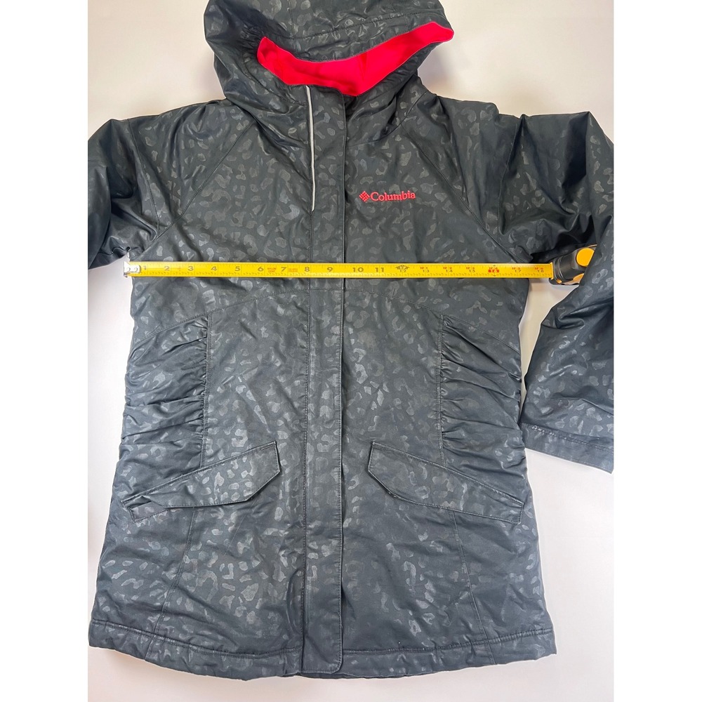 Columbia Winter Jacket Girls M 10/12 Black‎ Leopard Print Outgrown Hooded Parka - Picture 5 of 8